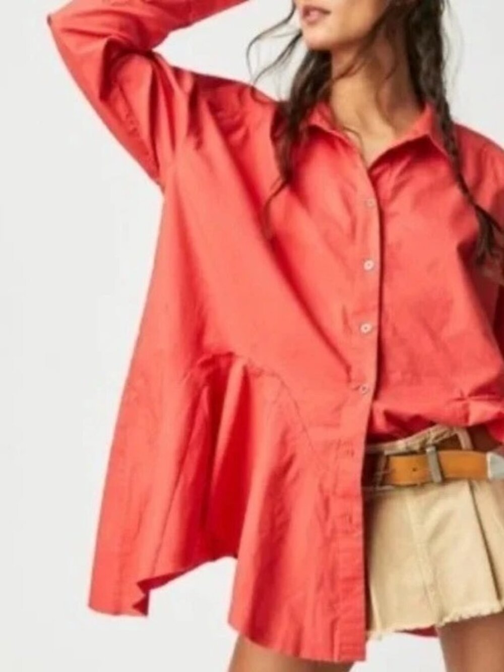 FREE PEOPLE WE THE FREE Freya Poplin Tunic Coral